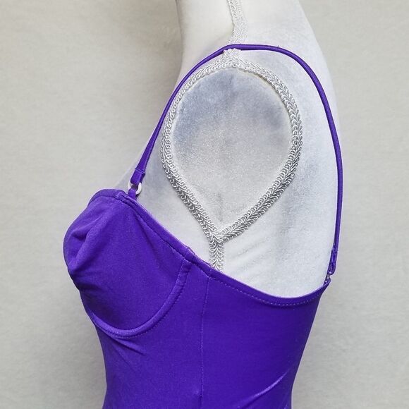 VINTAGE 70s Purple Underwire Maillot Swimsuit - Picture 7 of 11